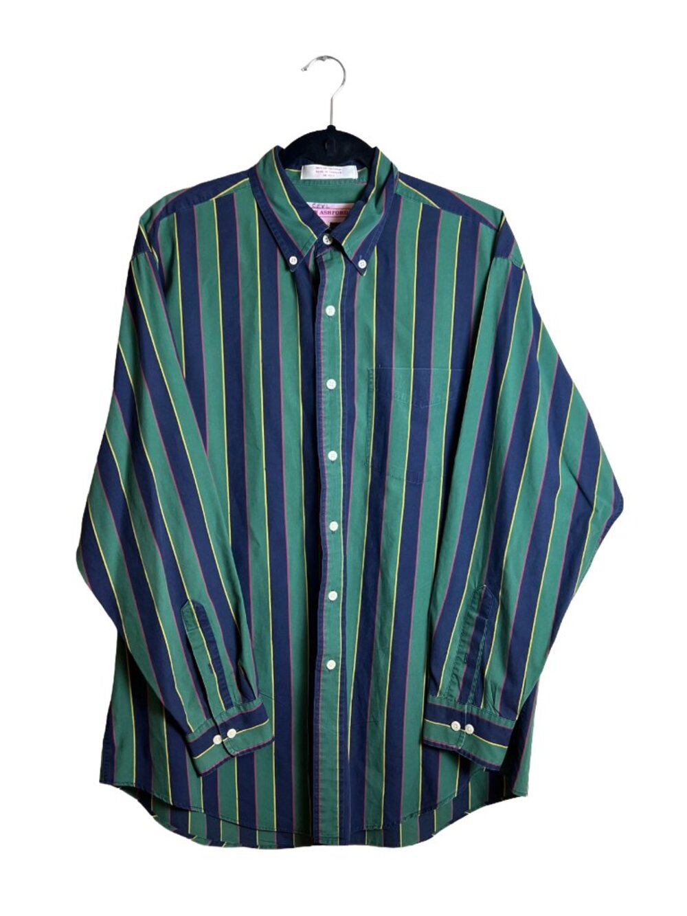Vintage John Ashford Striped Button Down Shirt 90s Mens Large